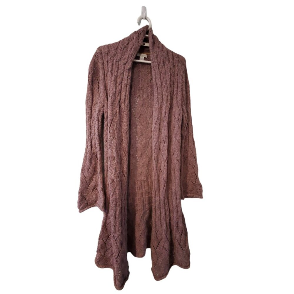 Garnet Hill sweater Small (runs large?) purple pointelle alpaca blend long line